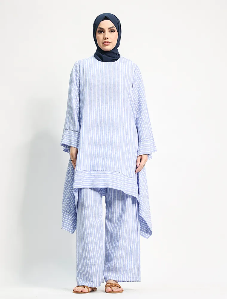 Blue Lina Striped Co Ord Set